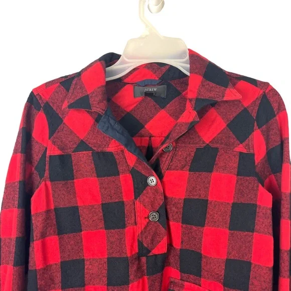 J Crew Red Buffalo Plaid Pullover Shirt Jacket. - Picture 4 of 11